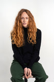 Women’s Black High Neck Alpaca Cotton Jumper