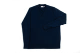 navy blue V neck knitwear alpaca cotton sweater womens eco sustainable STUDY 34