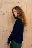 navy blue high neck eco sustainable knitwear alpaca cotton sweater STUDY 34
